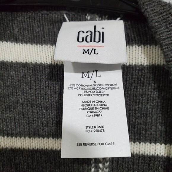 Cabi Reversible Tower Wrap Cream Grey Poncho Sweater Women's Size M/L - Picture 9 of 10